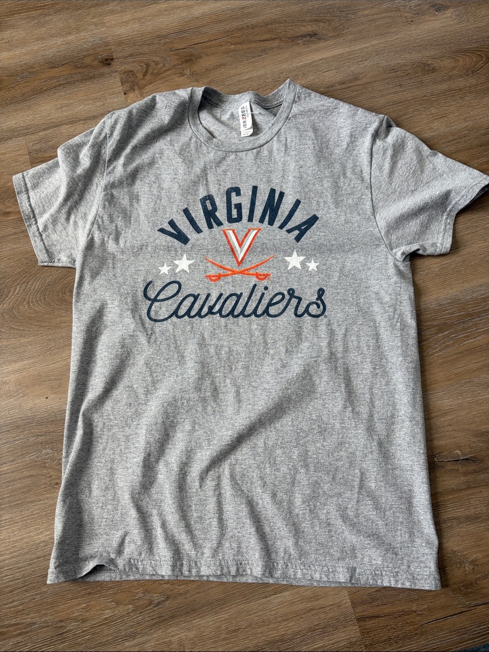 Jerzees Gray Virginia Cavaliers Graphic Tee with Navy and Orange Logo